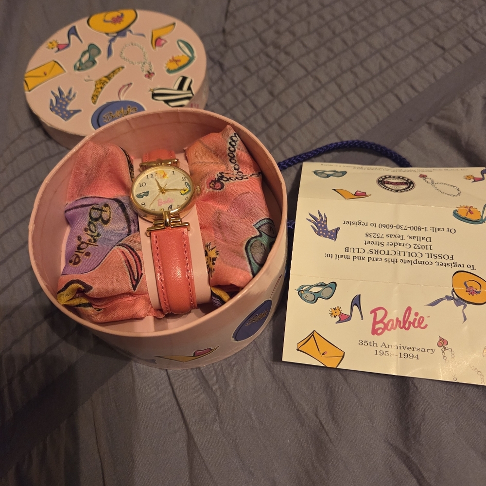 Barbie 35th Anniversary Collectible Watch With Matching Scarf
